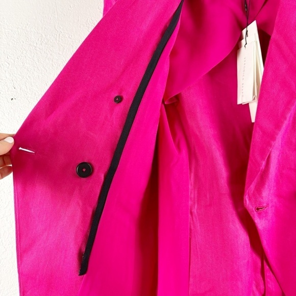 Veronica Beard Hirsh Dickey Linen Blend Double Breasted Blazer Jacket Pink 0 - Picture 7 of 8